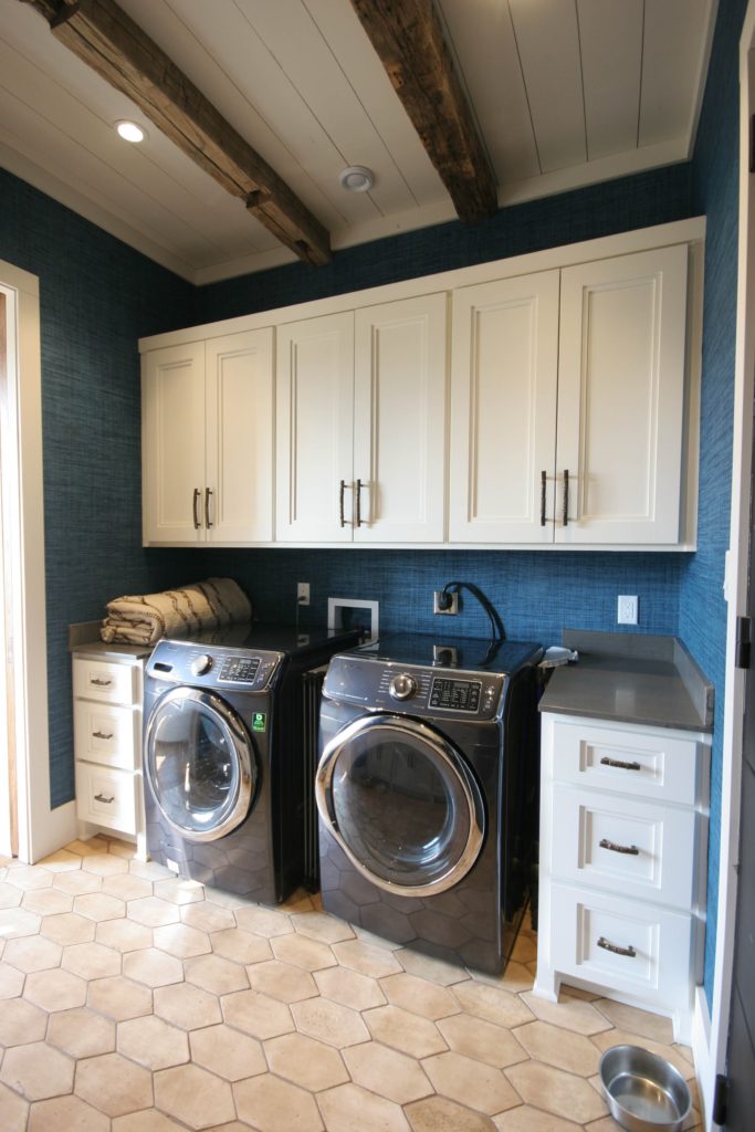 Custom modern laundry room design sophisticated wood textures